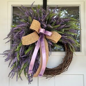 Lavender Everyday Wreath with Burlap Bow